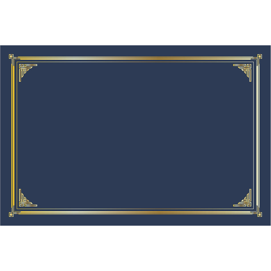 Geographics Certificate Holder - Linen - Gold Foil, Navy Blue - 10 / Pack