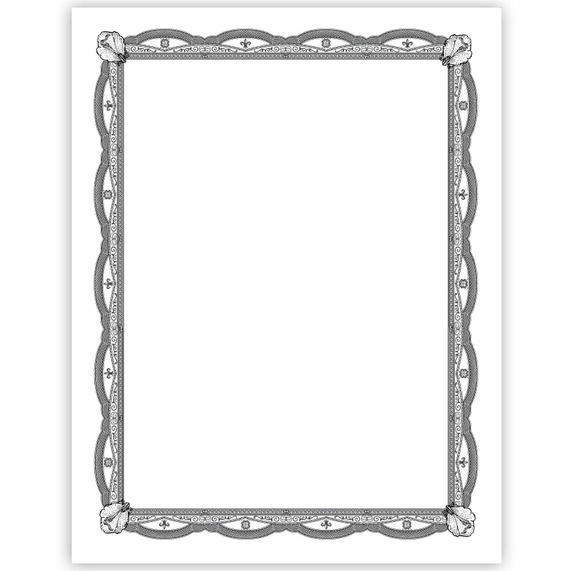 Geographics Silver Foil Award Certificates - 65 lb Basis Weight - 11" Width - Inkjet Compatible - Assorted, Silver - Foil - 15 / Pack