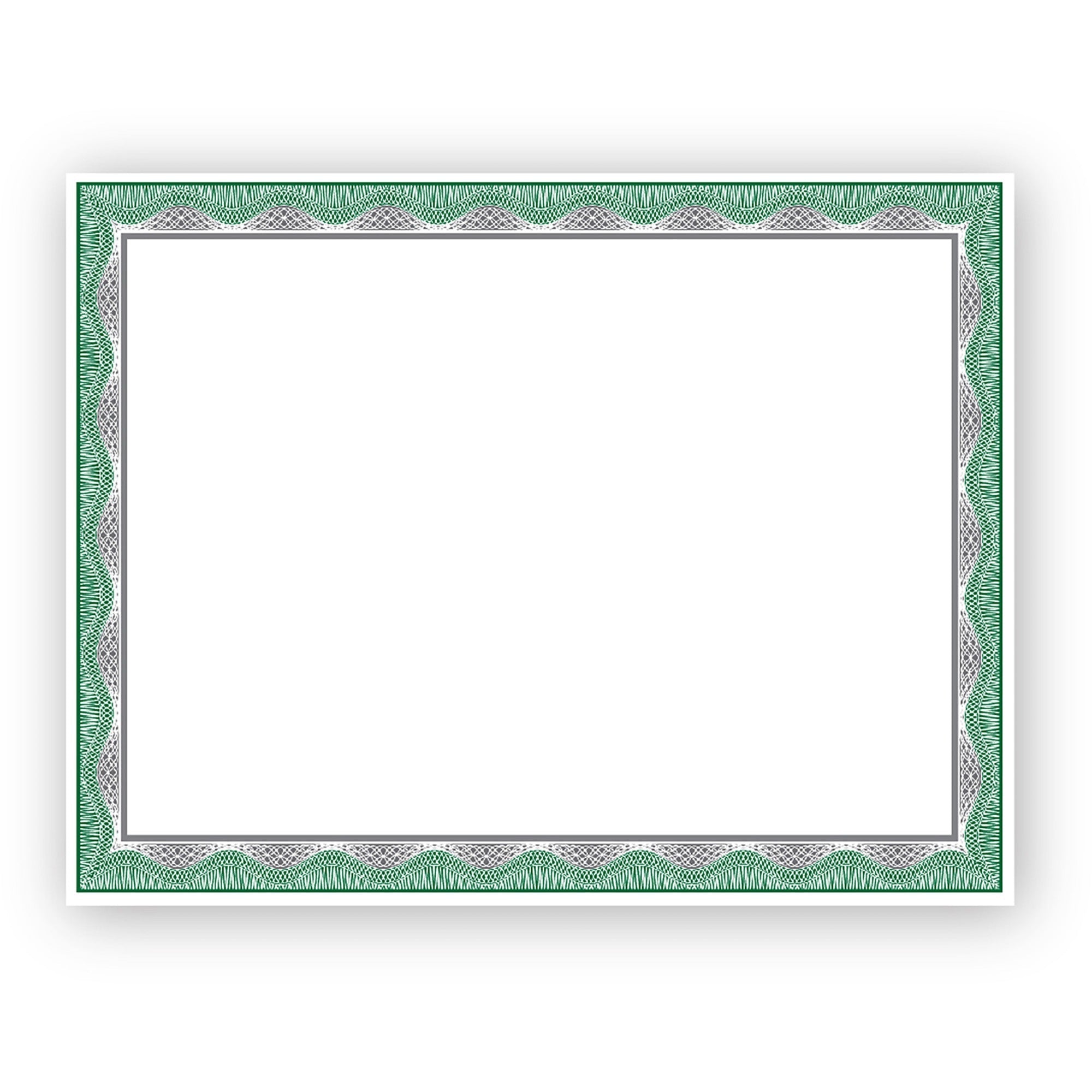 Geographics Silver Foil Award Certificates - 65 lb Basis Weight - 11" Width - Inkjet, Laser Compatible - Assorted, Green, Silver, White - Foil - 15 / Pack