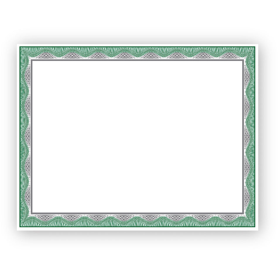Geographics Silver Foil Award Certificates - 65 lb Basis Weight - 11" Width - Inkjet, Laser Compatible - Assorted, Green, Silver, White - Foil - 15 / Pack