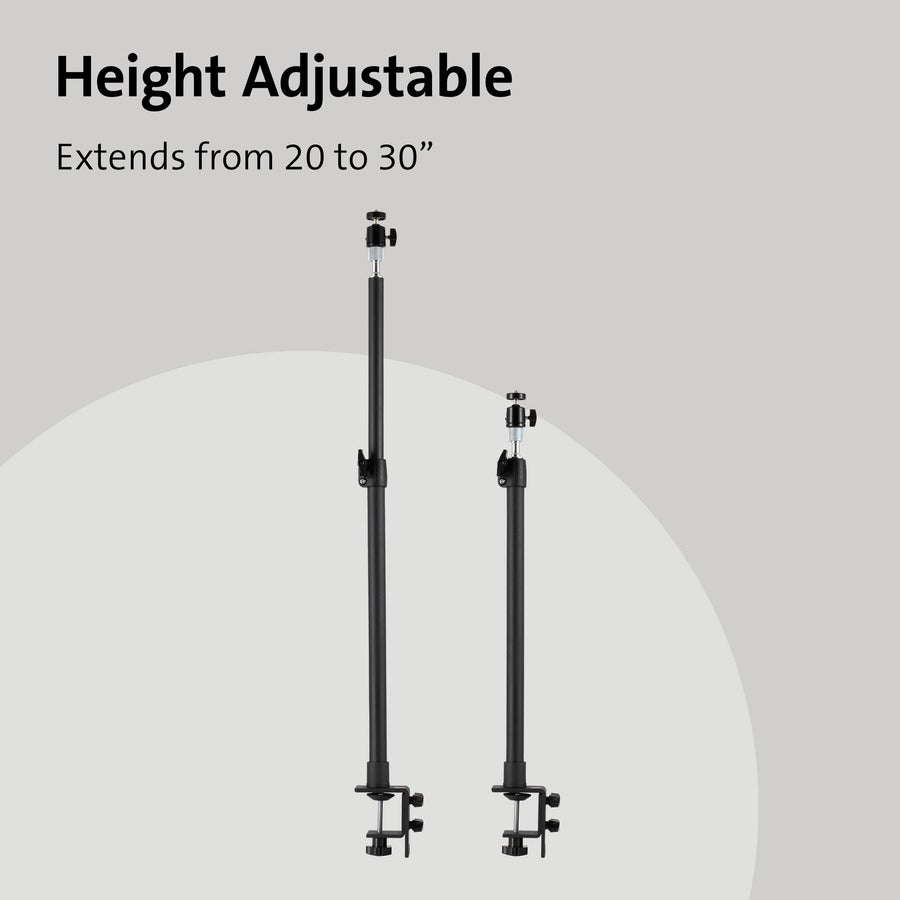 Kensington A1000 Clamp Mount for Microphone, Webcam, Lighting System, Telescope, Boom Arm - Black - Height Adjustable - 1 Each