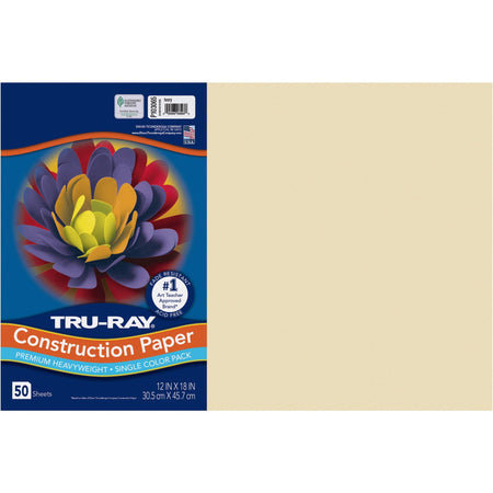 Tru-Ray Construction Paper - Art Project, Craft Project - 12" Width x 18" Length - 76 lb Basis Weight - Ivory - Fiber, Sulphite - 50 / Pack
