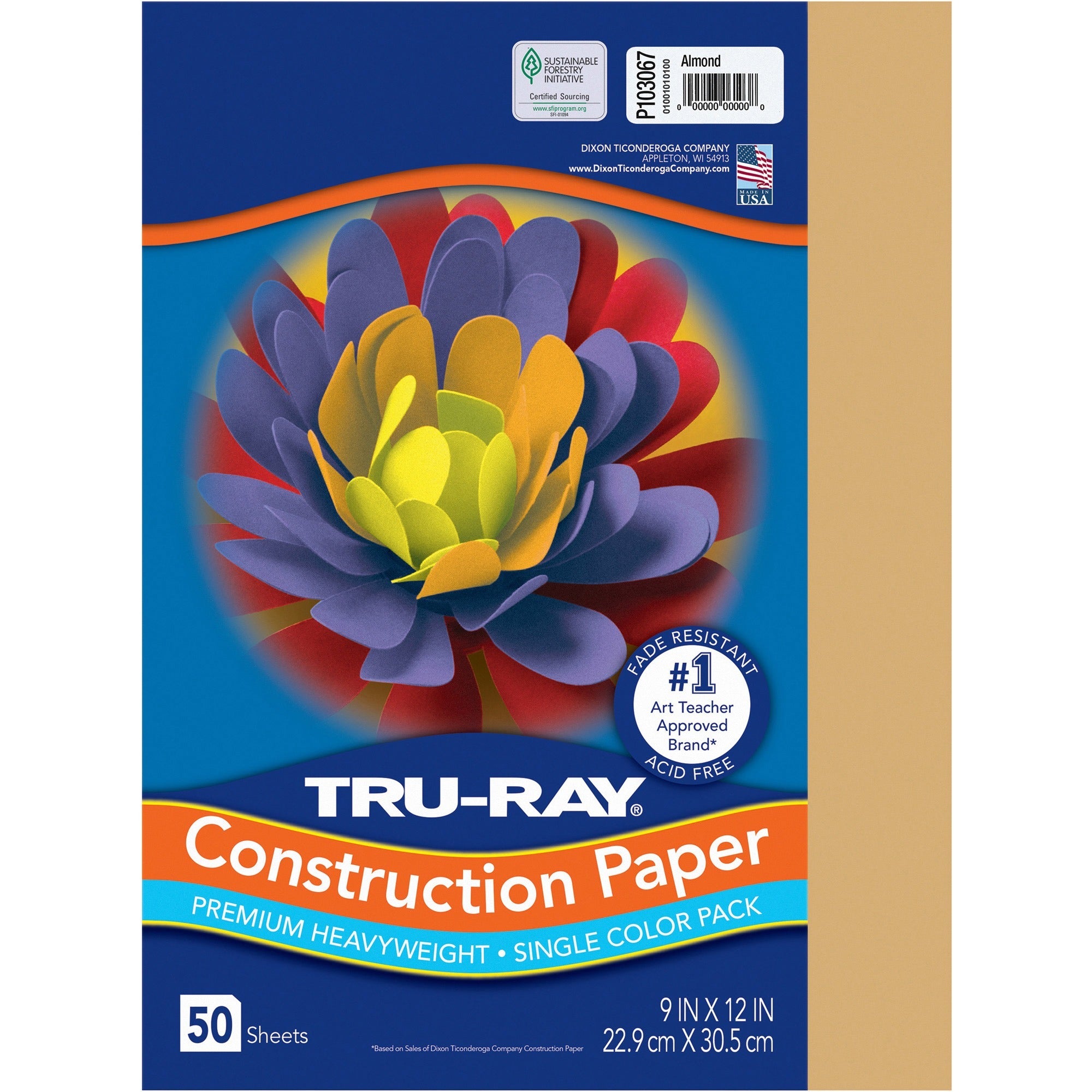 Tru-Ray Construction Paper - Art Project, Craft Project - 9" Width x 12" Length - 76 lb Basis Weight - Almond - Fiber, Sulphite - 50 / Pack