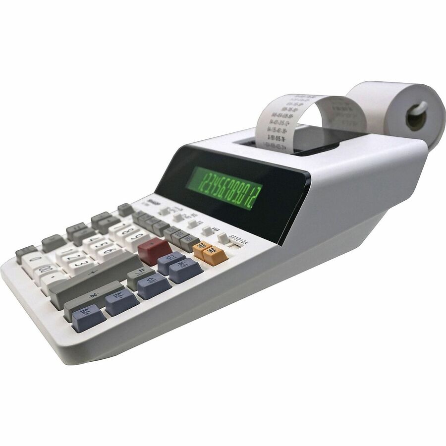 Sharp 12 Digit Thermal Printing Calculator - Thermal - 8 lps - LCD - White - 1 Each