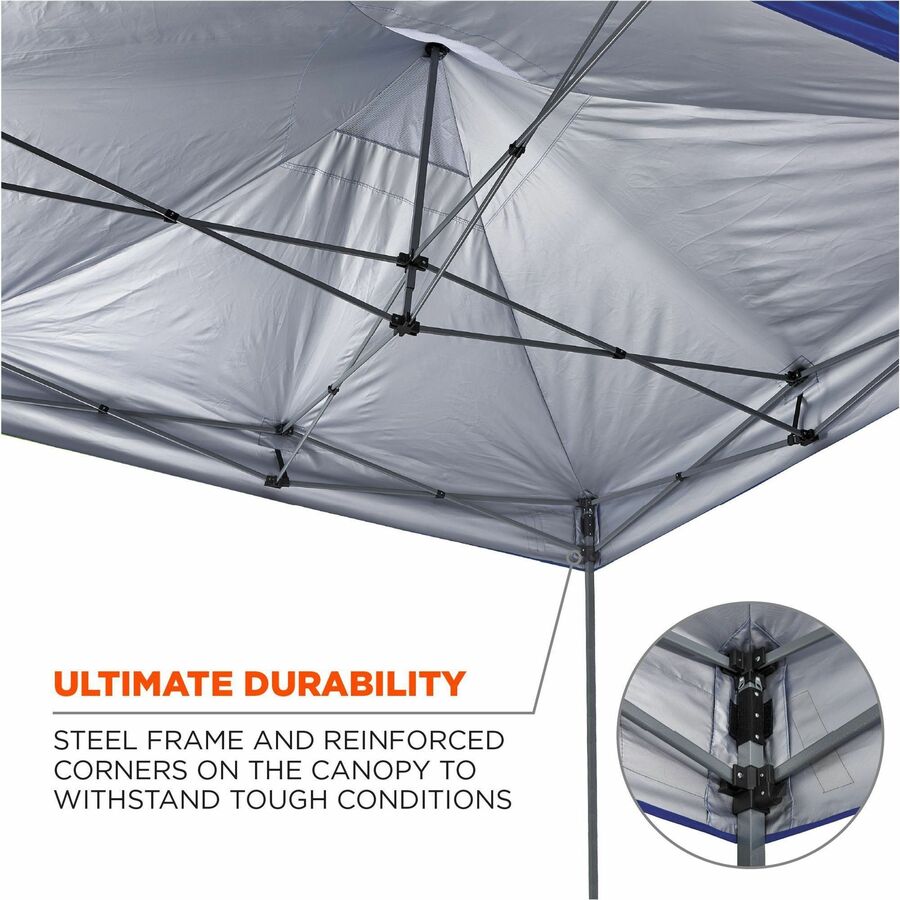 Ergodyne 6053 Heavy-Duty Pop-Up Tent Kits - Canopy StyleBlue - Polyester, Acrylonitrile Butadiene Styrene (ABS), Polyurethane, Polyester Fabric - Steel Frame