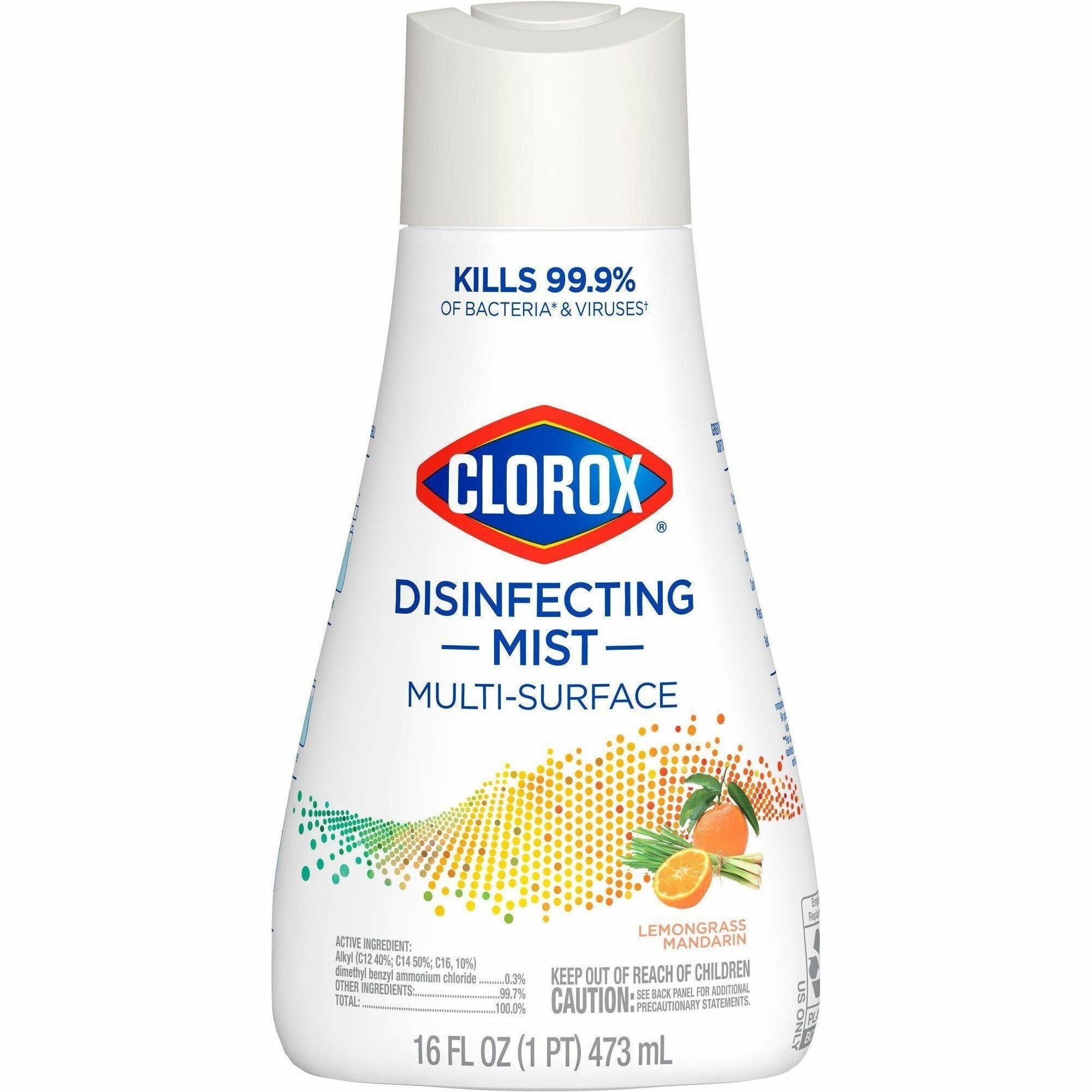 Clorox Disinfecting, Sanitizing & Antibacterial Mist Refill - 16 fl oz (0.5 quart) - Lemongrass Mandarin Scent - Non-aerosol, Bleach-free - White - 1 Each