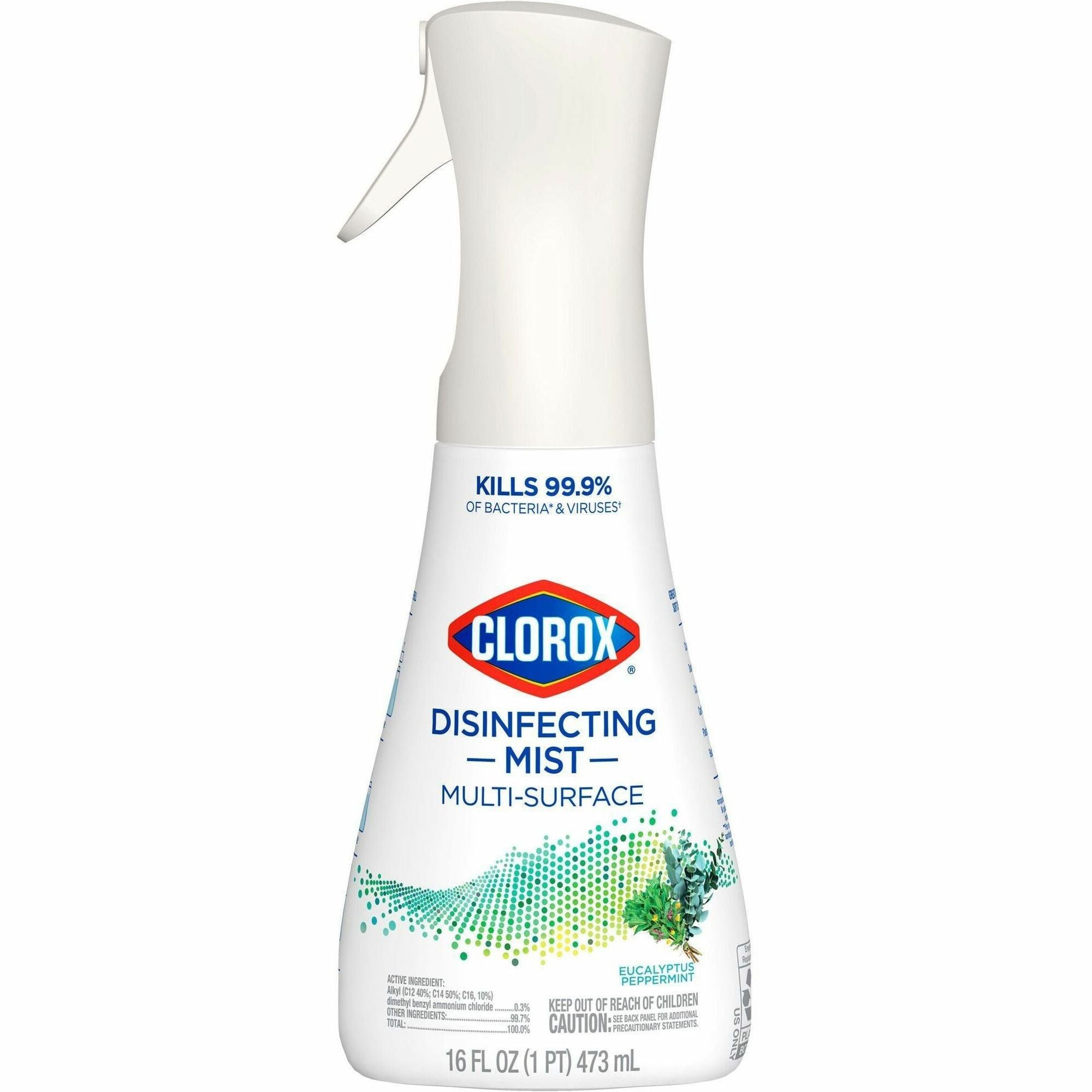 Clorox Disinfecting, Sanitizing & Antibacterial - 16 fl oz (0.5 quart) - Eucalyptus Peppermint Scent - Non-aerosol, Bleach-free - White - 1 Each