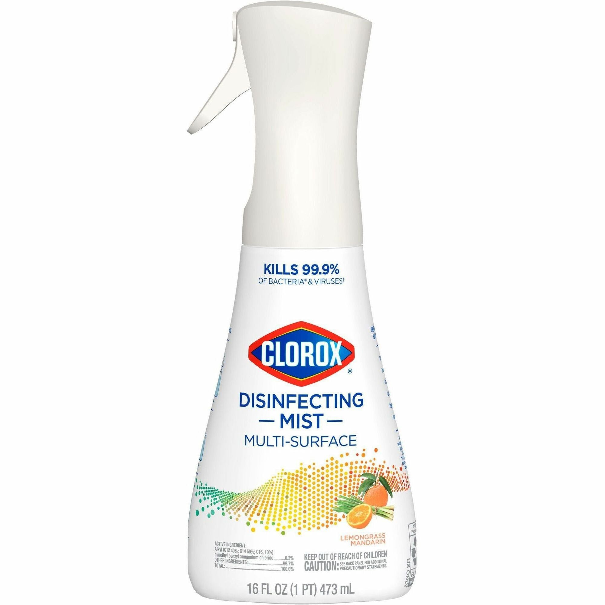 Clorox Disinfecting, Sanitizing & Antibacterial - 16 fl oz (0.5 quart) - Lemongrass Mandarin Scent - Non-aerosol, Bleach-free - White - 1 Each