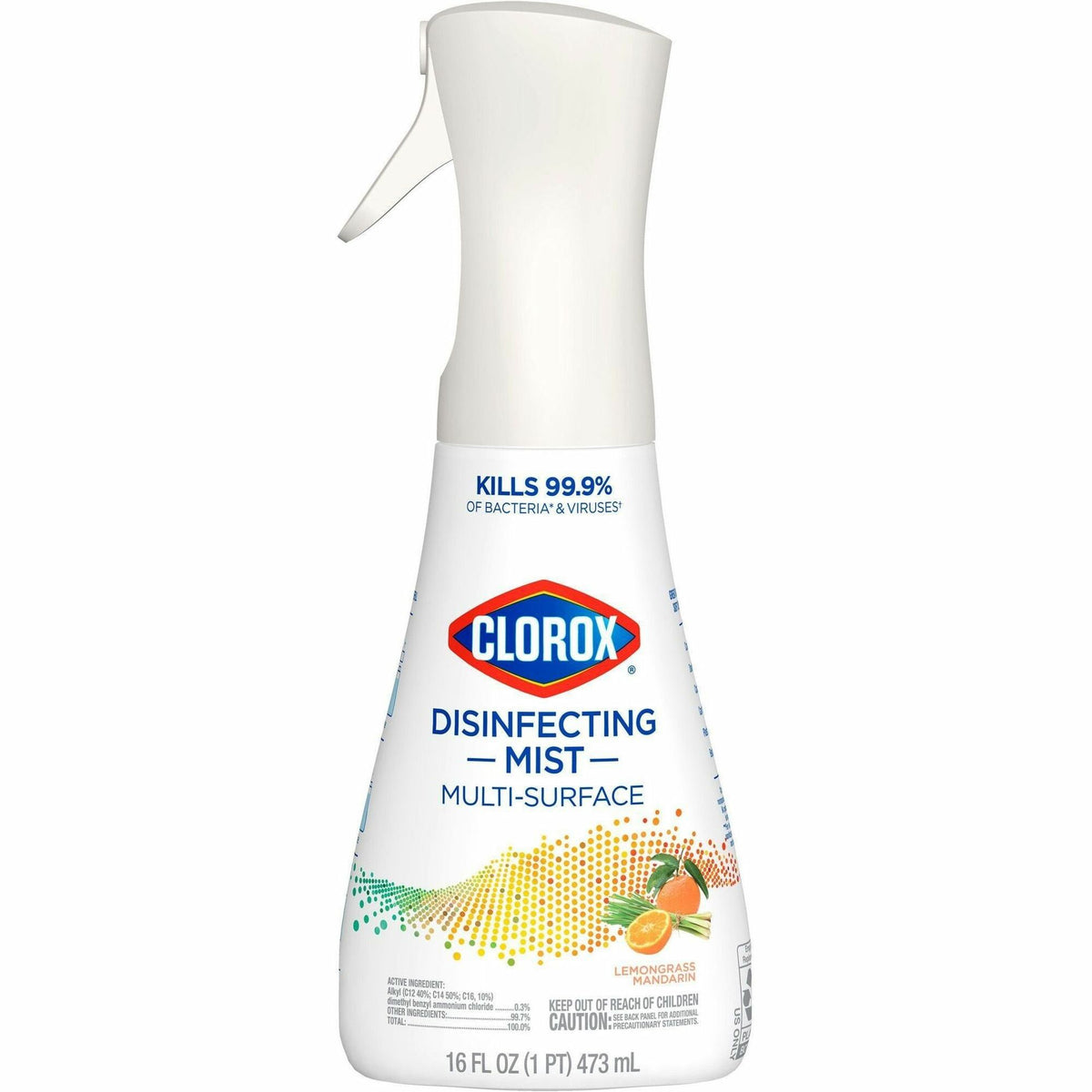 Clorox Disinfecting, Sanitizing & Antibacterial - 16 fl oz (0.5 quart) - Lemongrass Mandarin Scent - Non-aerosol, Bleach-free - White - 1 Each