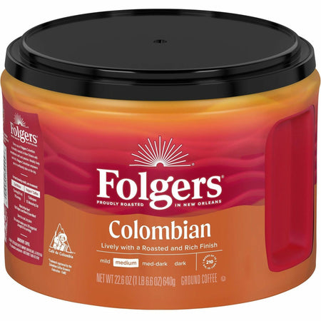 Folgers® Ground 100% Colombian Coffee - Medium - 22.6 oz Per Canister - Ground - Columbian, Arabica - 1 Each