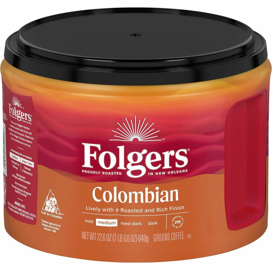 Folgers® Ground 100% Colombian Coffee - Medium - 22.6 oz Per Canister - Ground - Columbian, Arabica - 1 Each