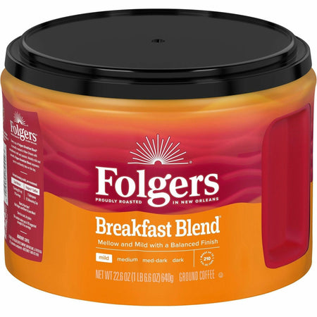 Folgers® Ground Breakfast Blend Coffee - Mild - 22.6 oz Per Canister - Ground - Breakfast Blend - 1 Each