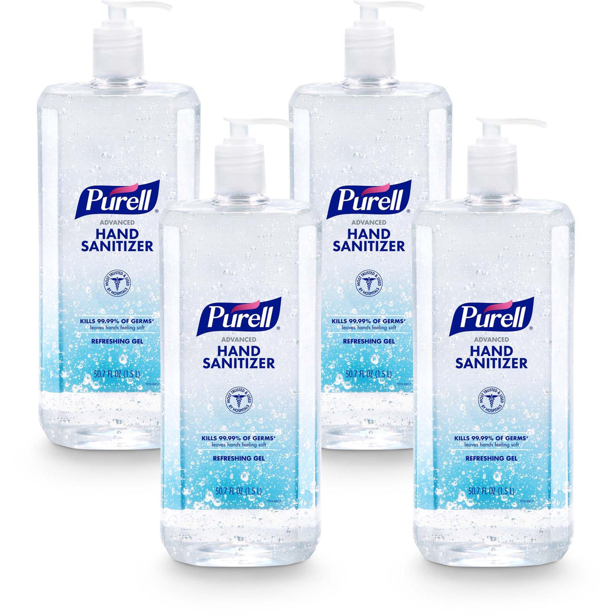 PURELL® Advanced Hand Sanitizer Gel - 1.59 quart - Pump Bottle Dispenser - Kill Germs - Hand, Classroom, Reception, Outdoor, Medical - Clear - Paraben-free, Phthalate-free, Preservative-free, Anti-irritant - 4 / Carton