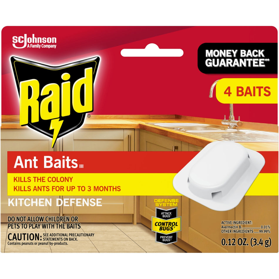 Raid Ant Baits - Kills Ants - Red - 4 / Box