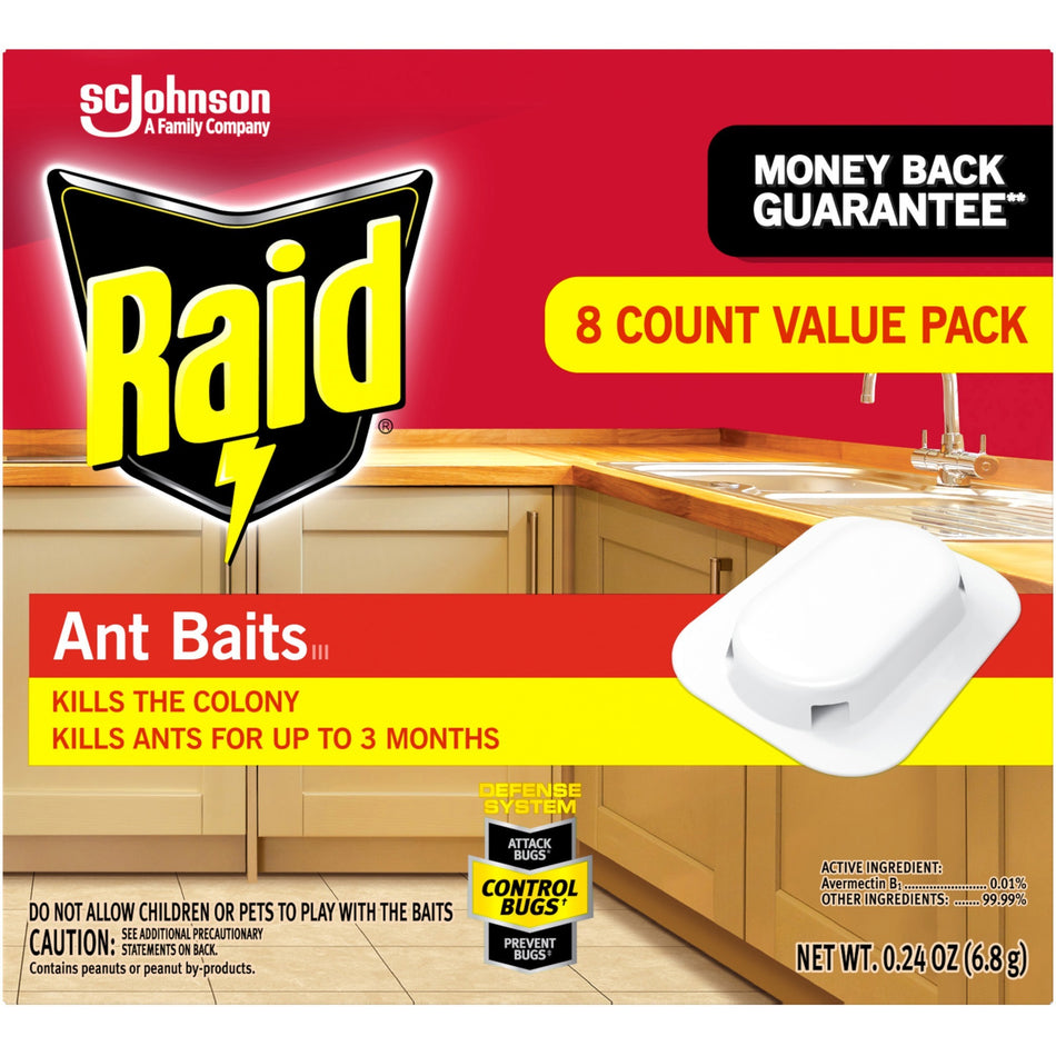 Raid Ant Baits - Kills Ants - Red - 8 / Box