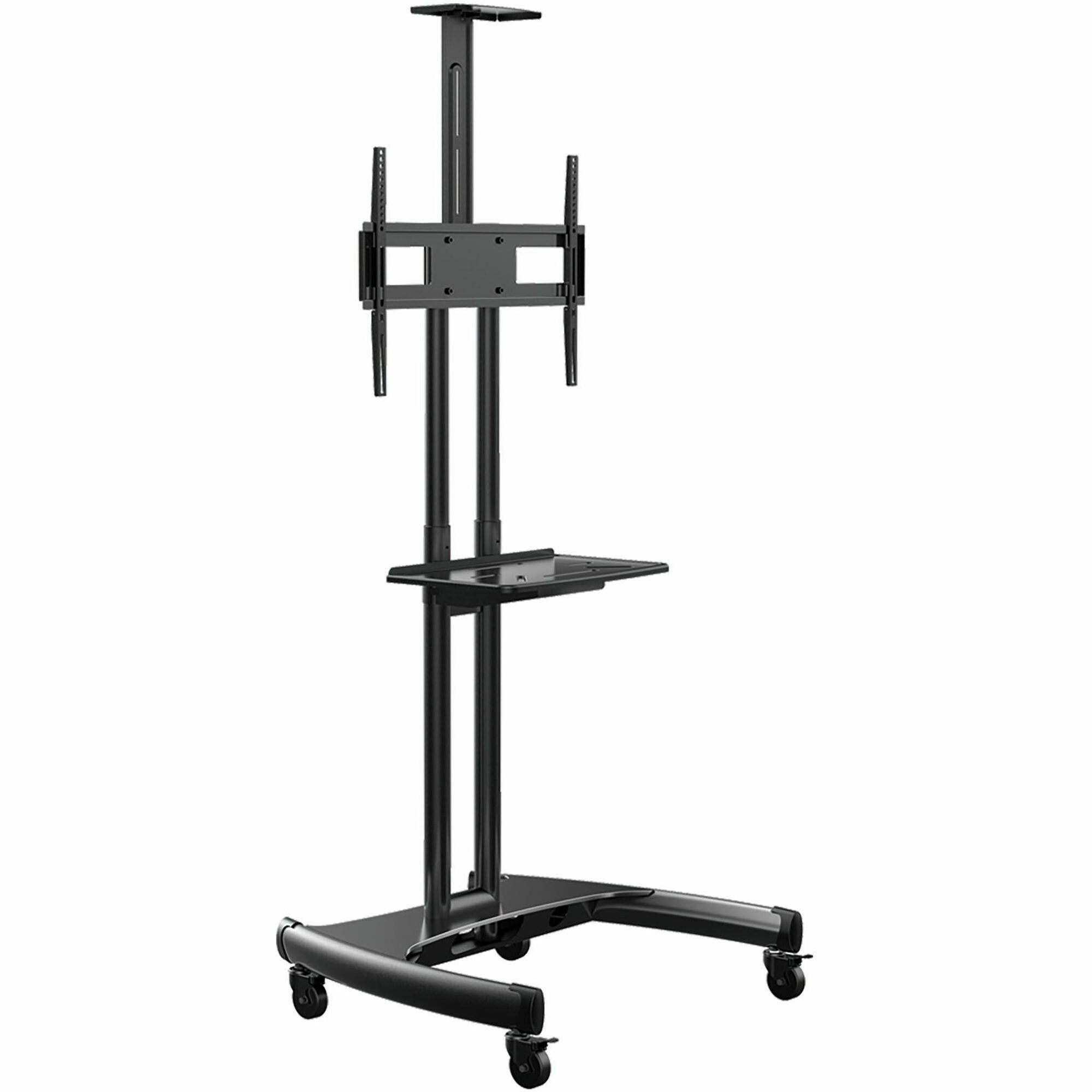 Rocelco VSTC Standard TV Cart - 100 lb Load Capacity - 4 Casters - 2.50" Caster Size - Steel Frame - Black - 32" to 70" Screen Supported - Landscape - 1 Each