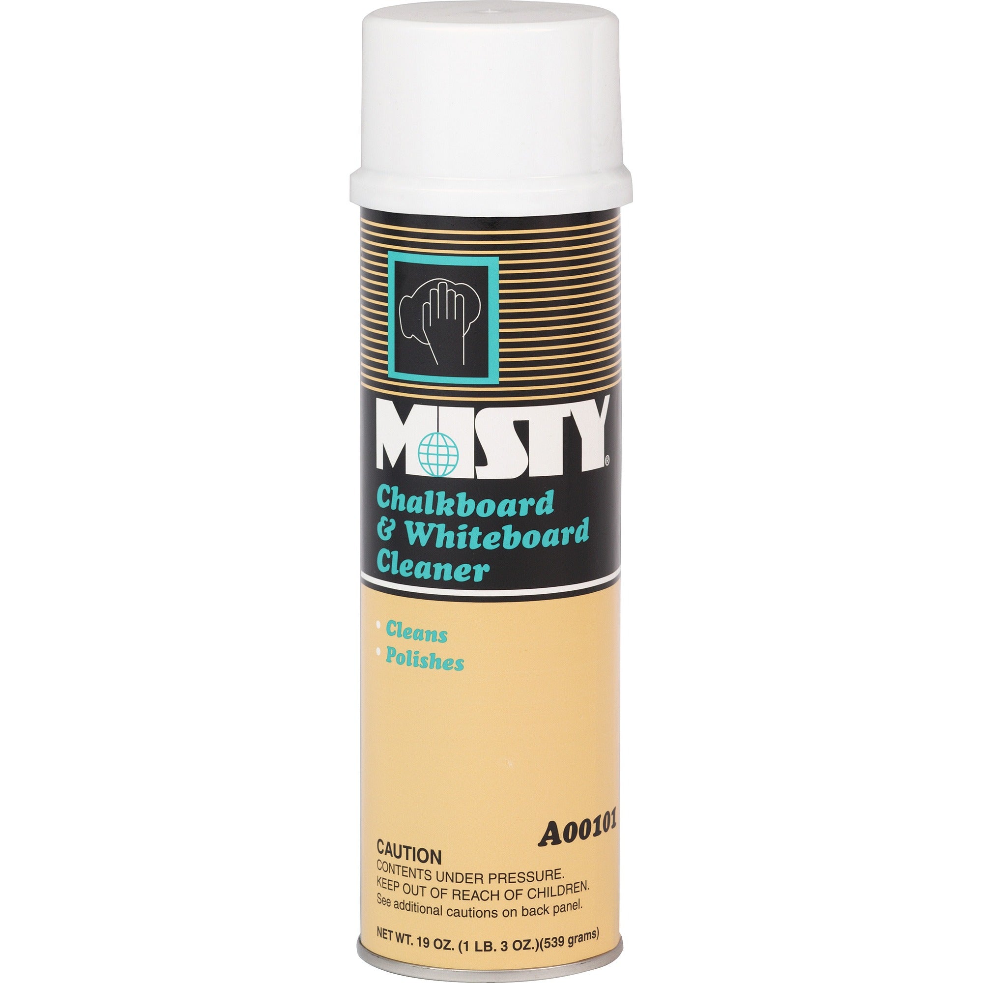 MISTY Chalkboard/Whiteboard Cleaner - For Whiteboard, Chalkboard - Foam Spray - 19 fl oz (0.6 quart) - Sassafrass Scent - Non Ammoniated, Pleasant Scent - White - 12 / Carton
