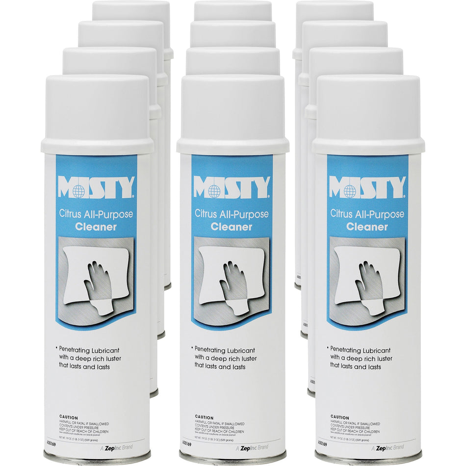 MISTY Citrus All-Purpose Cleaner - For Multipurpose - Aerosol, Foam Spray - 19 fl oz (0.6 quart) - Citrus Scent - Non-flammable, Petroleum Free, Chlorine-free, Organic - White - 12 / Carton