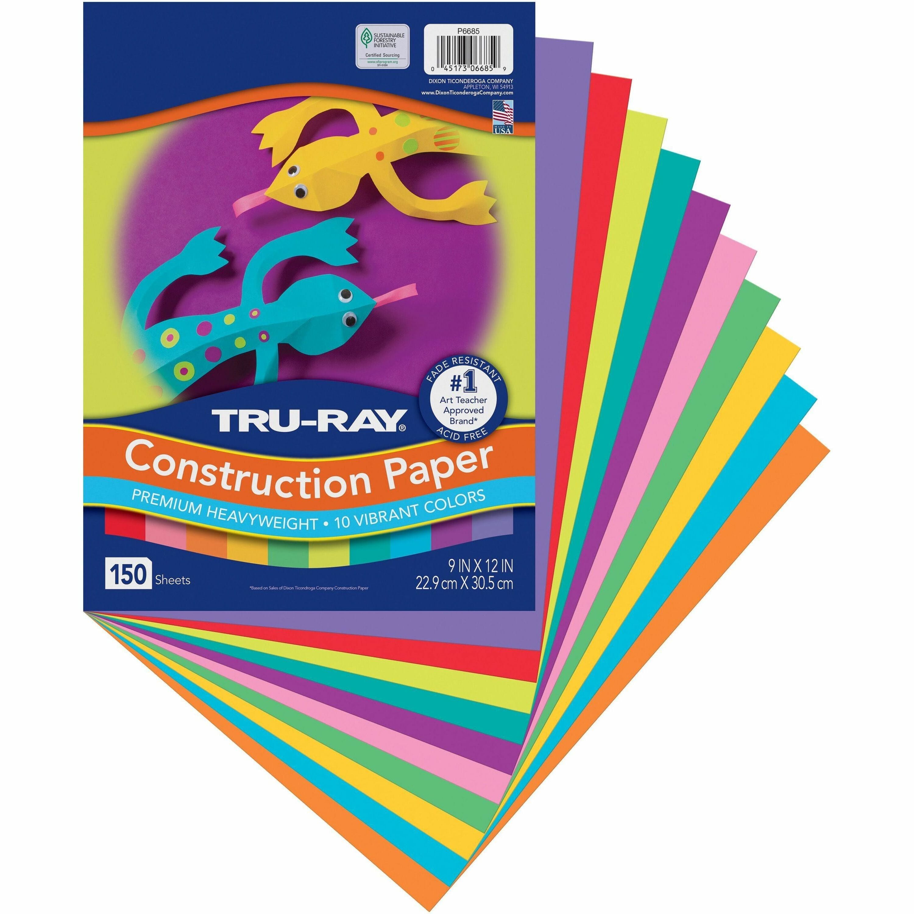 Tru-Ray Construction Paper - Art, Craft Project - Assorted - Paper, Sulphite, Fiber - 150 / Pack