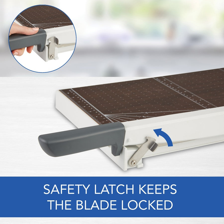 Swingline ClassicCut Guillotine Wood Trimmer - 10 Sheet Cutting Capacity - 15" Cutting Length - Safety Latch - Solid Wood - Gray - 1 Each