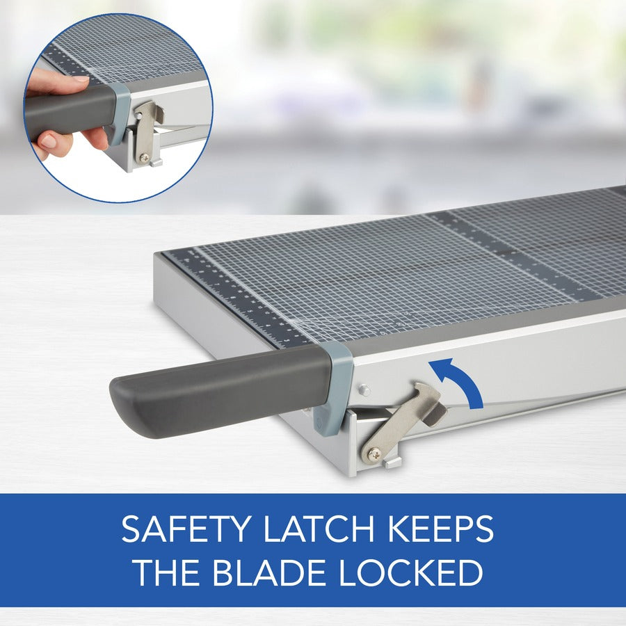 Swingline ClassicCut Guillotine Glass Trimmer - 15 Sheet Cutting Capacity - 15" Cutting Length - Safety Latch - Tempered Glass - Gray - 1 Each