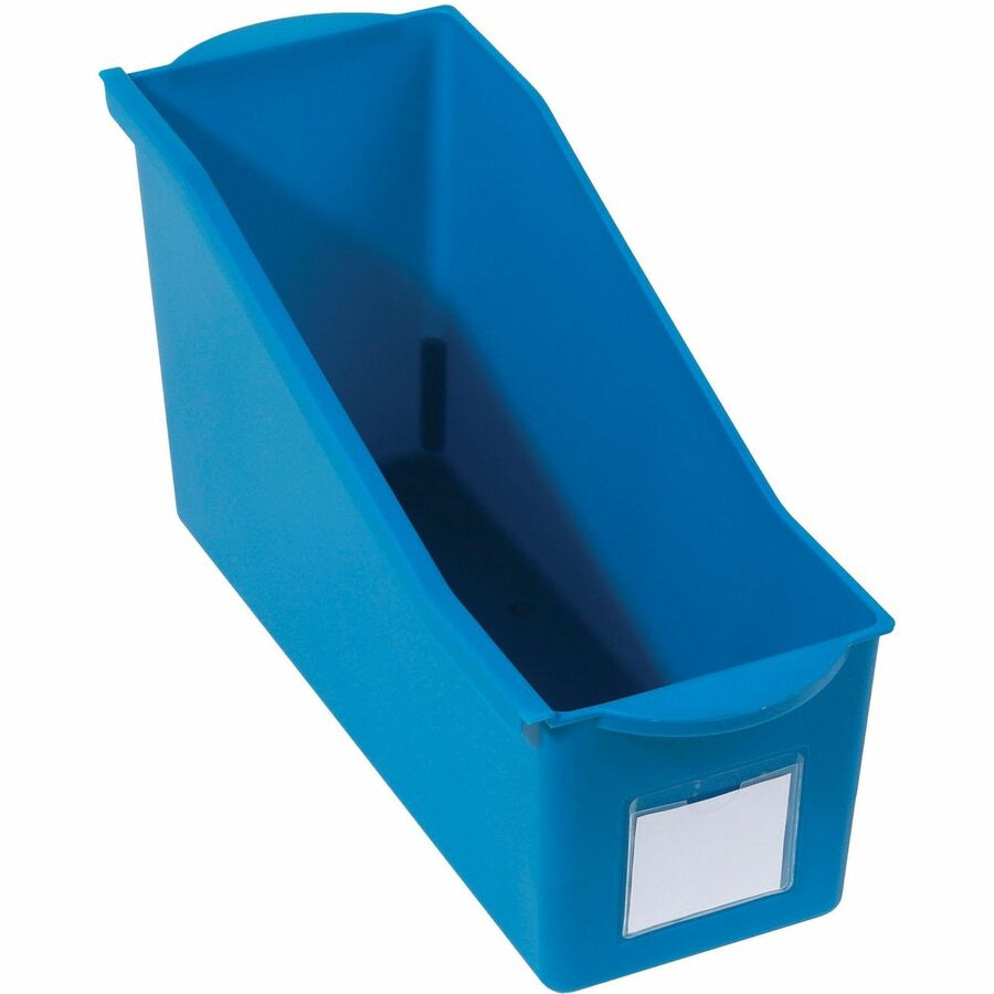 Deflecto Antimicrobial Kids Book Bin - 7.35" Height x 14.20" Width x 5.34" Depth - Antimicrobial, Lightweight, Portable, Mold Resistant, Mildew Resistant, Stackable, Handle - Blue - Polypropylene - 1 Each
