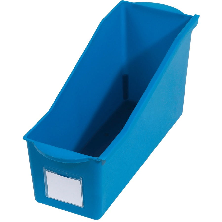 Deflecto Antimicrobial Kids Book Bin - 7.35" Height x 14.20" Width x 5.34" Depth - Antimicrobial, Lightweight, Portable, Mold Resistant, Mildew Resistant, Stackable, Handle - Blue - Polypropylene - 1 Each