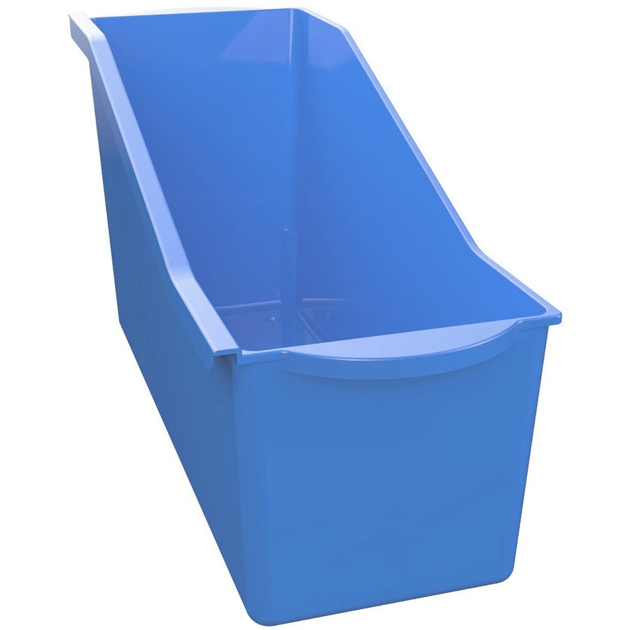 Deflecto Antimicrobial Kids Book Bin - 7.35" Height x 14.20" Width x 5.34" Depth - Antimicrobial, Lightweight, Portable, Mold Resistant, Mildew Resistant, Stackable, Handle - Blue - Polypropylene - 1 Each