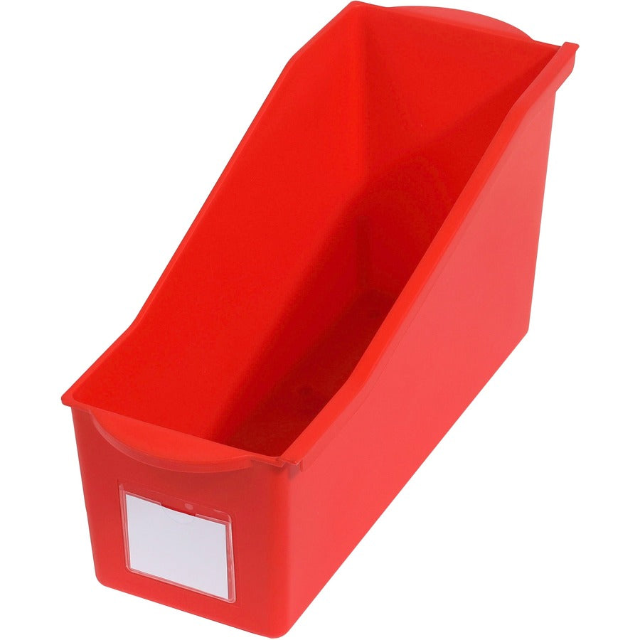Deflecto Antimicrobial Kids Book Bin - 7.35" Height x 14.20" Width x 5.34" Depth - Antimicrobial, Lightweight, Portable, Mold Resistant, Mildew Resistant, Stackable, Handle - Red - Polypropylene - 1 Each