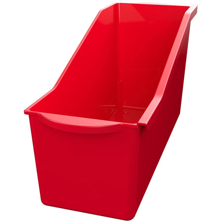 Deflecto Antimicrobial Kids Book Bin - 7.35" Height x 14.20" Width x 5.34" Depth - Antimicrobial, Lightweight, Portable, Mold Resistant, Mildew Resistant, Stackable, Handle - Red - Polypropylene - 1 Each