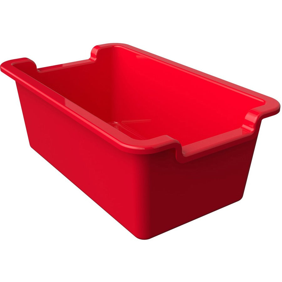 Deflecto Antimicrobial Rectangular Storage Bin - 5.06" Height x 13.24" Width x 8.05" Depth - Antimicrobial, Lightweight, Mold Resistant, Mildew Resistant, Handle, Portable, Stackable - Red - Polypropylene - 1 Each