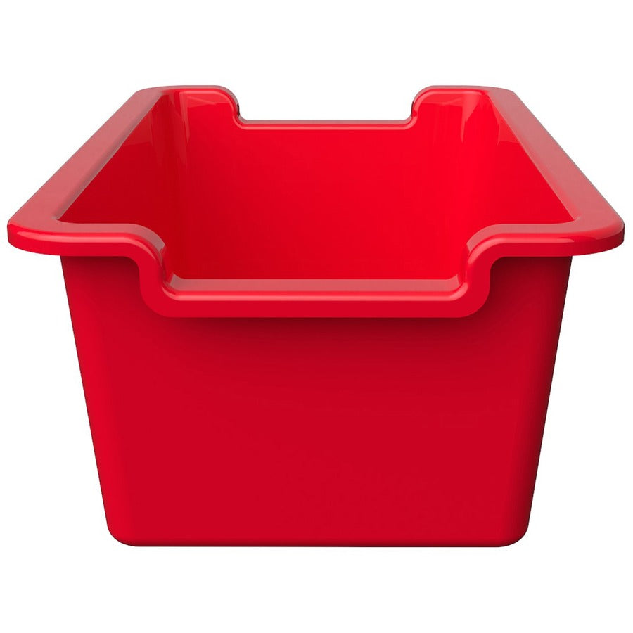 Deflecto Antimicrobial Rectangular Storage Bin - 5.06" Height x 13.24" Width x 8.05" Depth - Antimicrobial, Lightweight, Mold Resistant, Mildew Resistant, Handle, Portable, Stackable - Red - Polypropylene - 1 Each