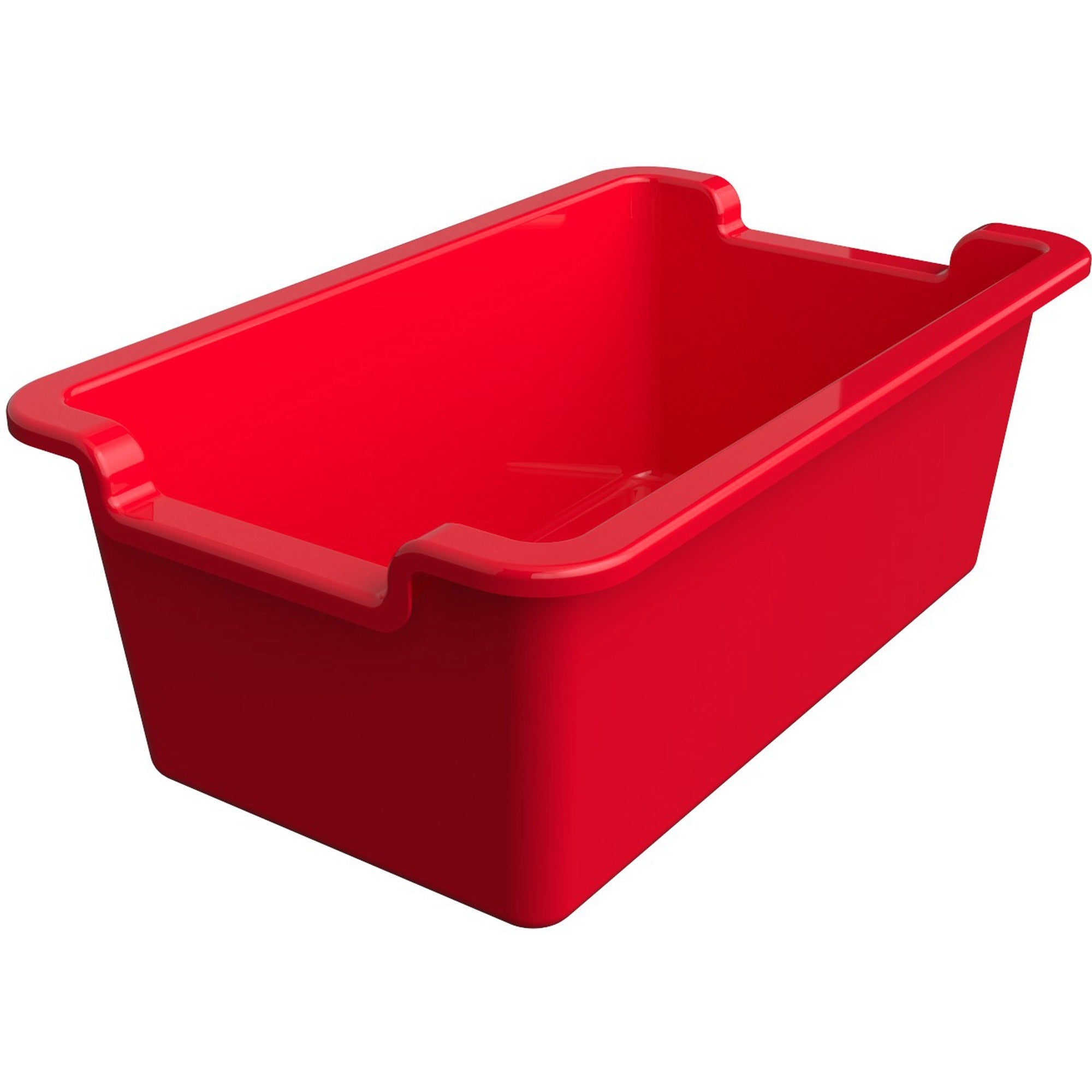 Deflecto Antimicrobial Rectangular Storage Bin - 5.06" Height x 13.24" Width x 8.05" Depth - Antimicrobial, Lightweight, Mold Resistant, Mildew Resistant, Handle, Portable, Stackable - Red - Polypropylene - 1 Each