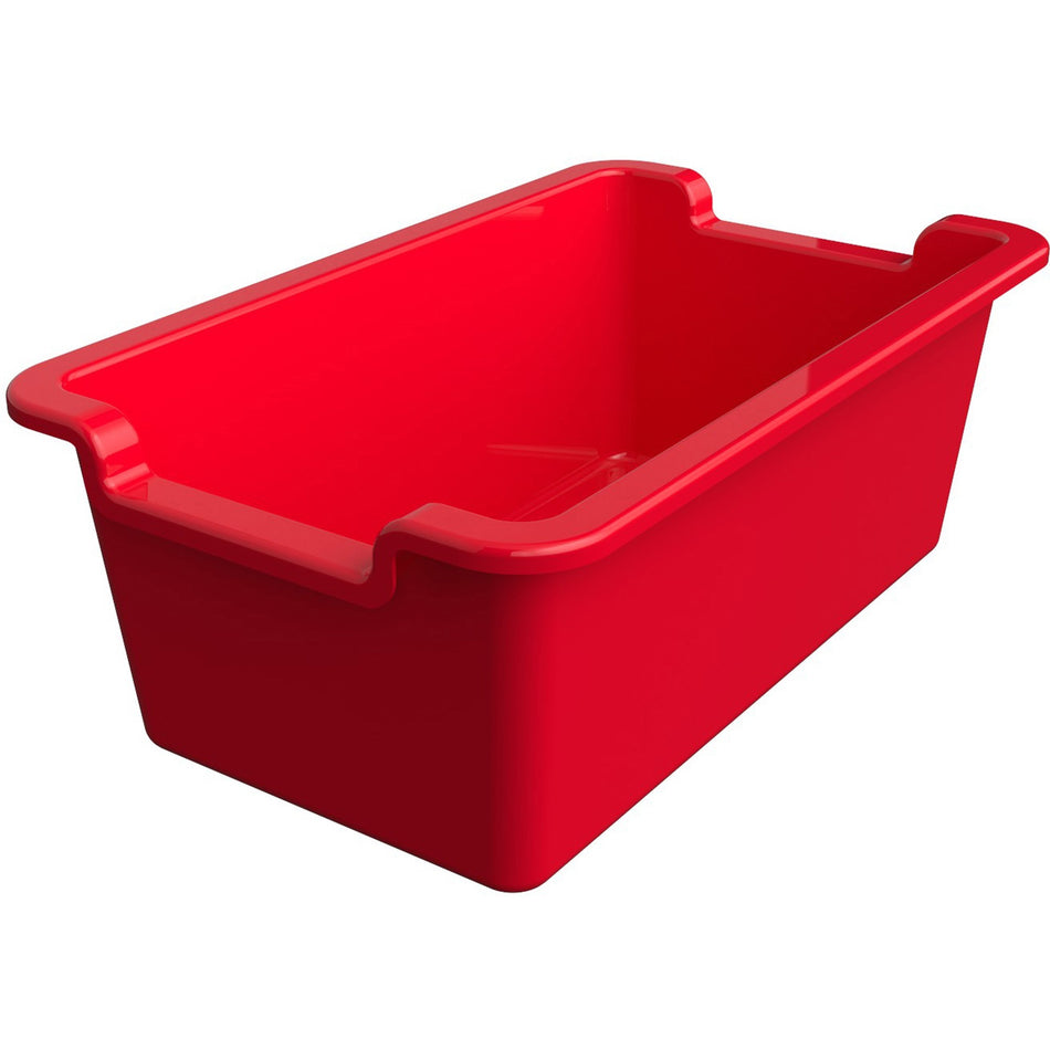Deflecto Antimicrobial Rectangular Storage Bin - 5.06" Height x 13.24" Width x 8.05" Depth - Antimicrobial, Lightweight, Mold Resistant, Mildew Resistant, Handle, Portable, Stackable - Red - Polypropylene - 1 Each
