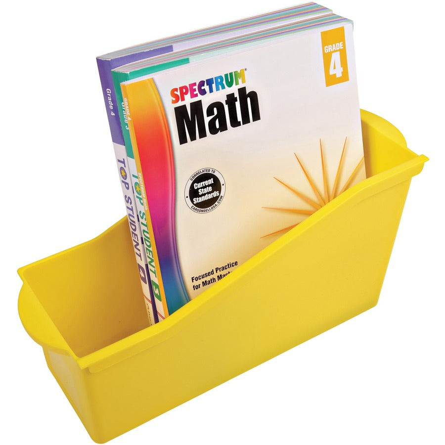 Deflecto Antimicrobial Kids Book Bin - 7.35" Height x 14.20" Width x 5.34" Depth - Antimicrobial, Lightweight, Portable, Mold Resistant, Mildew Resistant, Stackable, Handle - Yellow - Polypropylene - 1 Each