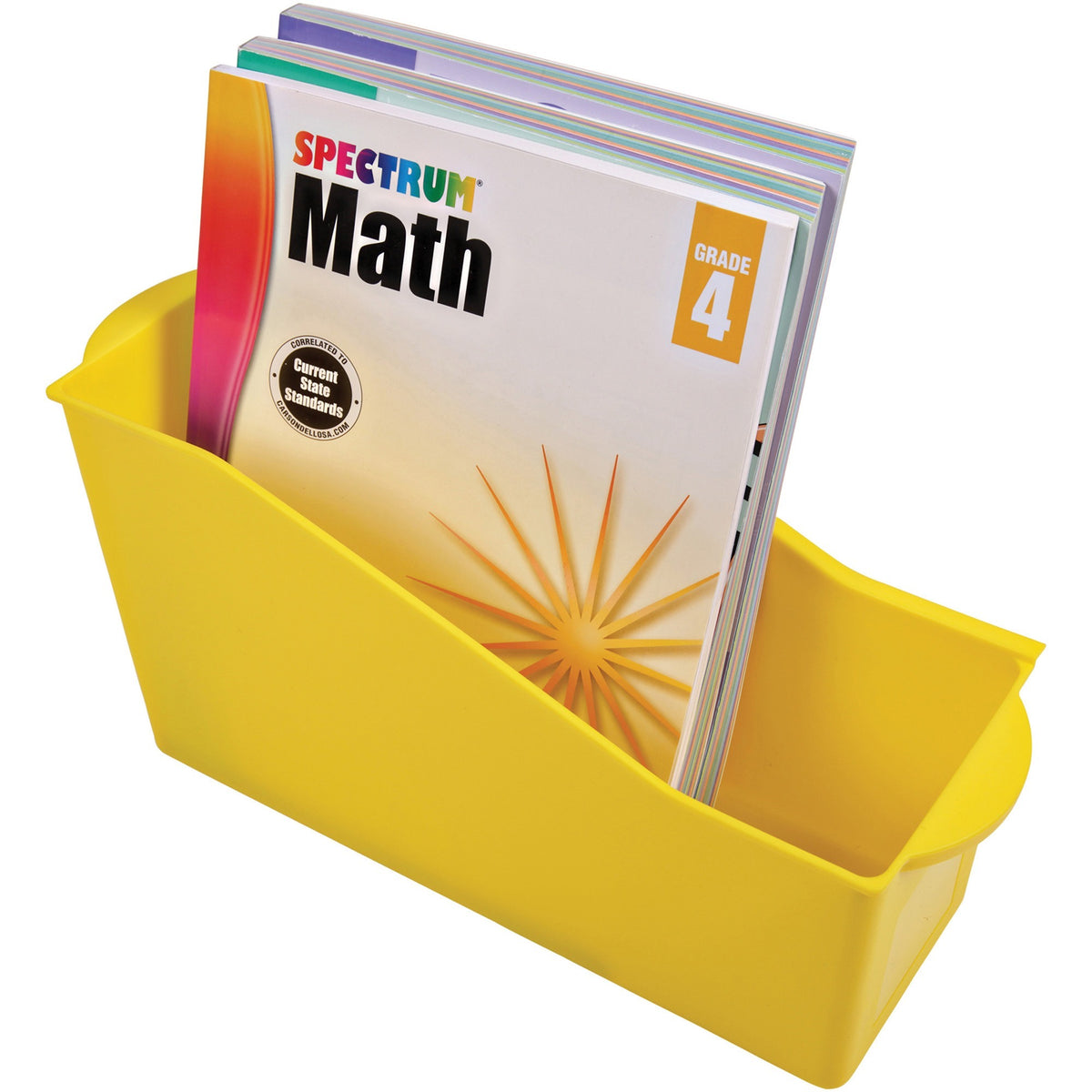 Deflecto Antimicrobial Kids Book Bin - 7.35" Height x 14.20" Width x 5.34" Depth - Antimicrobial, Lightweight, Portable, Mold Resistant, Mildew Resistant, Stackable, Handle - Yellow - Polypropylene - 1 Each