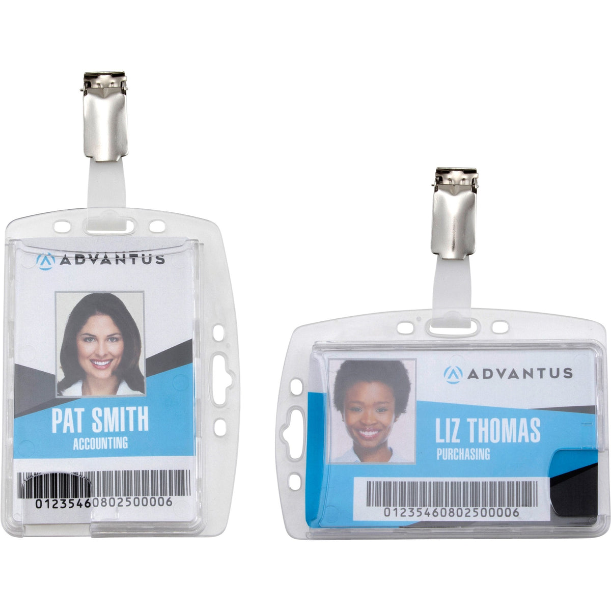 Advantus Plastic ID Card Holders - Horizontal/Vertical - Plastic - Clear - Rotating Clip - 25 / Pack