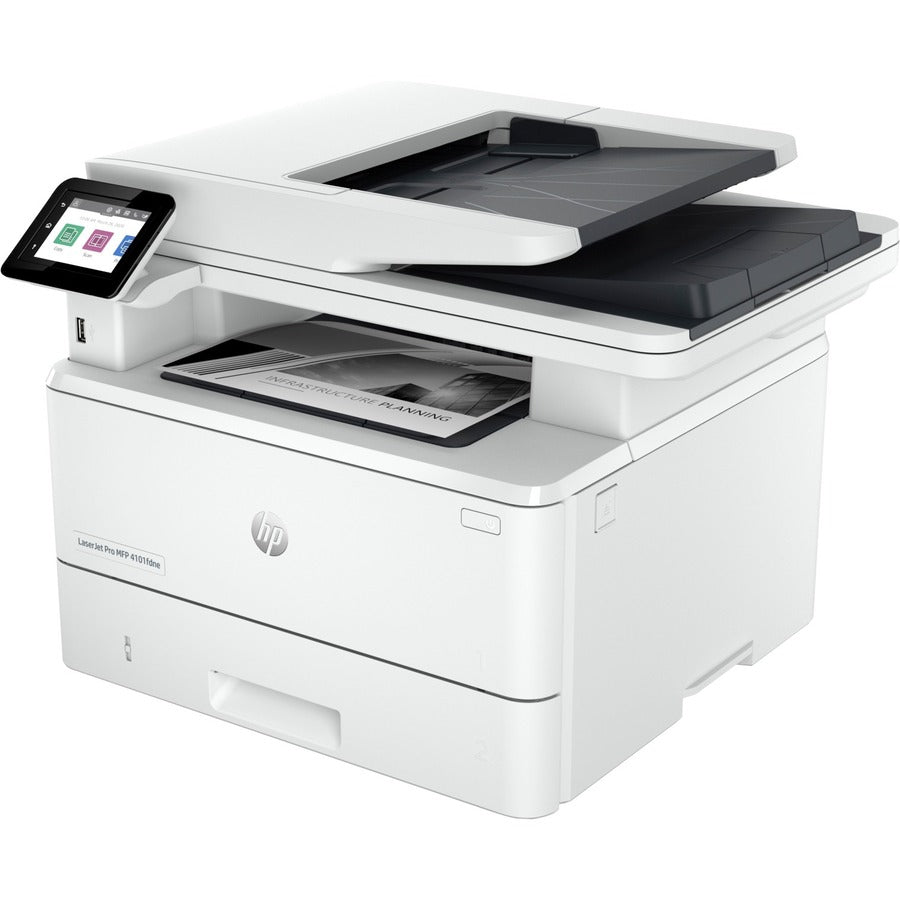 HP LaserJet Pro 4101fdne Laser Multifunction Printer - Monochrome - White - Left