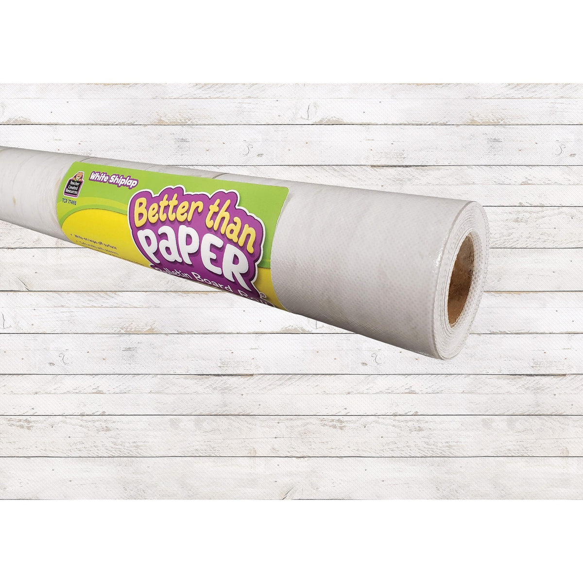 Teacher Created Resources Bulletin Board Roll - Bulletin Board, Poster, Student - 12 ft Height x 48" Width - White Shiplap - Fabric - 1 Roll