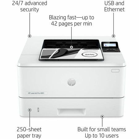 HP LaserJet Pro 4001n Desktop Laser Printer - Monochrome - Alternate-Image23