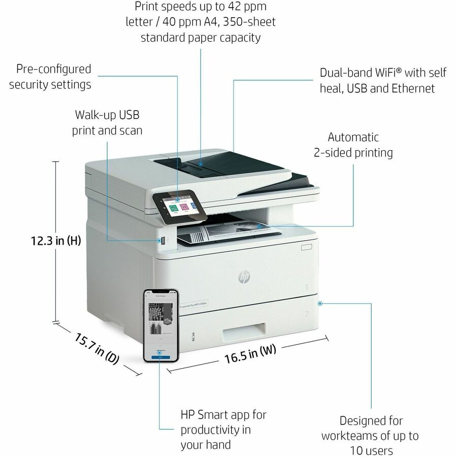 HP LaserJet Pro 4001n Desktop Laser Printer - Monochrome - Alternate-Image22