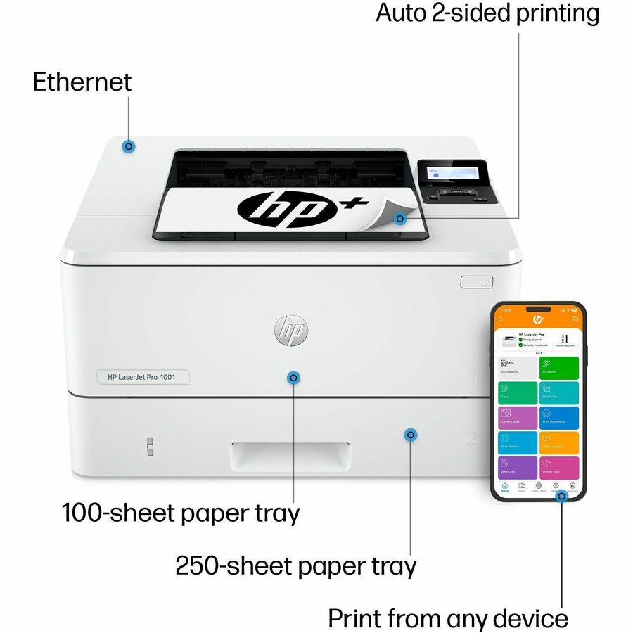 HP LaserJet Pro 4001dne Desktop Wired Laser Printer - Monochrome - Alternate-Image7