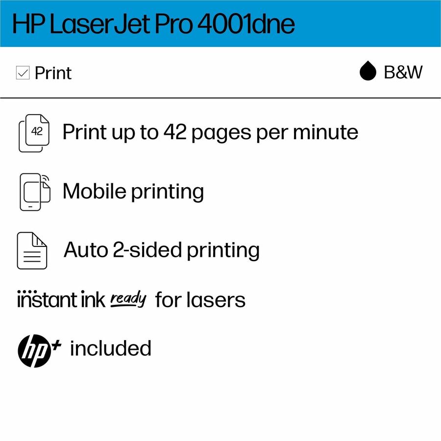 HP LaserJet Pro 4001dne Desktop Wired Laser Printer - Monochrome - Alternate-Image5