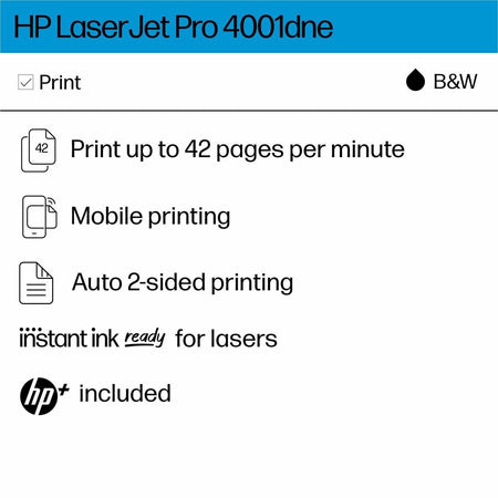HP LaserJet Pro 4001dne Desktop Wired Laser Printer - Monochrome - Alternate-Image5