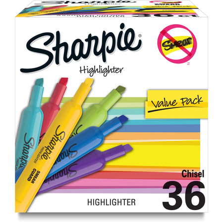 Sharpie Accent Highlighter - Chisel Marker Point - Assorted Pastel Ink - Dry - 36 / Box