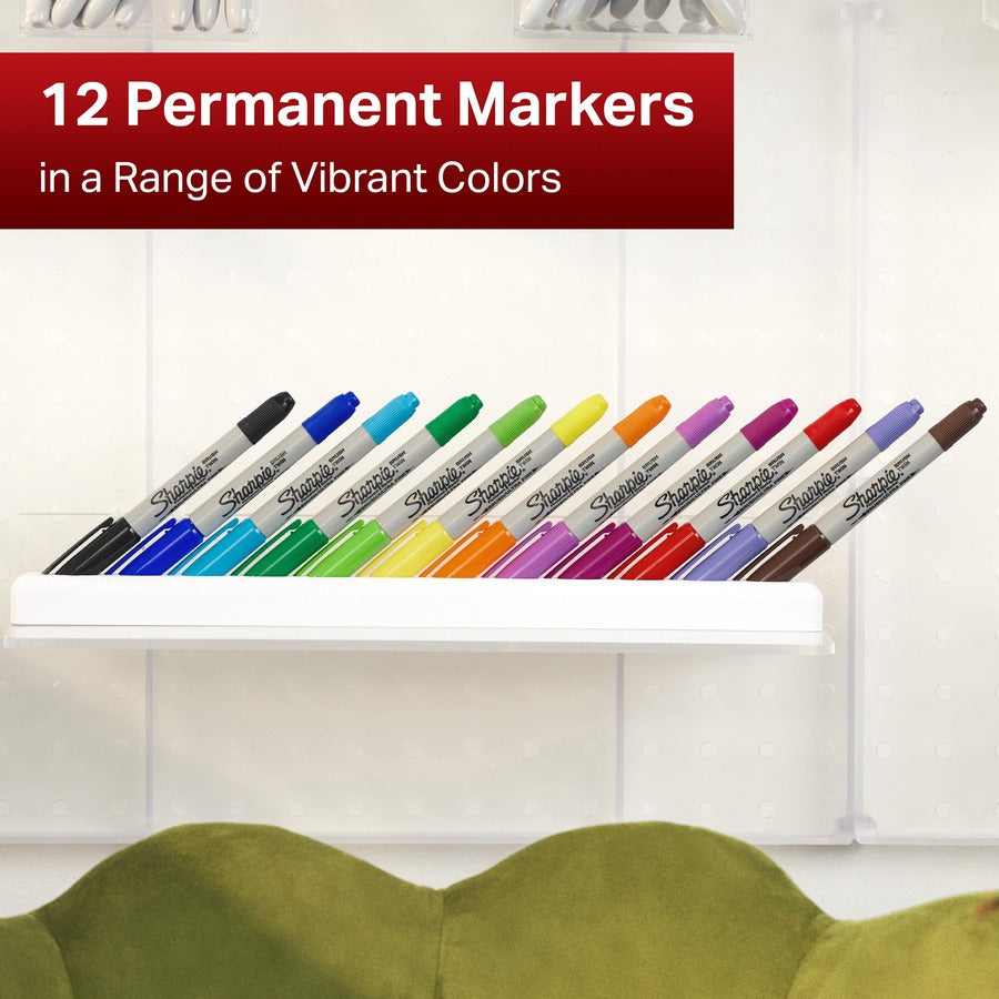 Sharpie Brush Twin Permanent Markers - Ultra Fine Brush Marker Point - Assorted Ink - 12 / Pack
