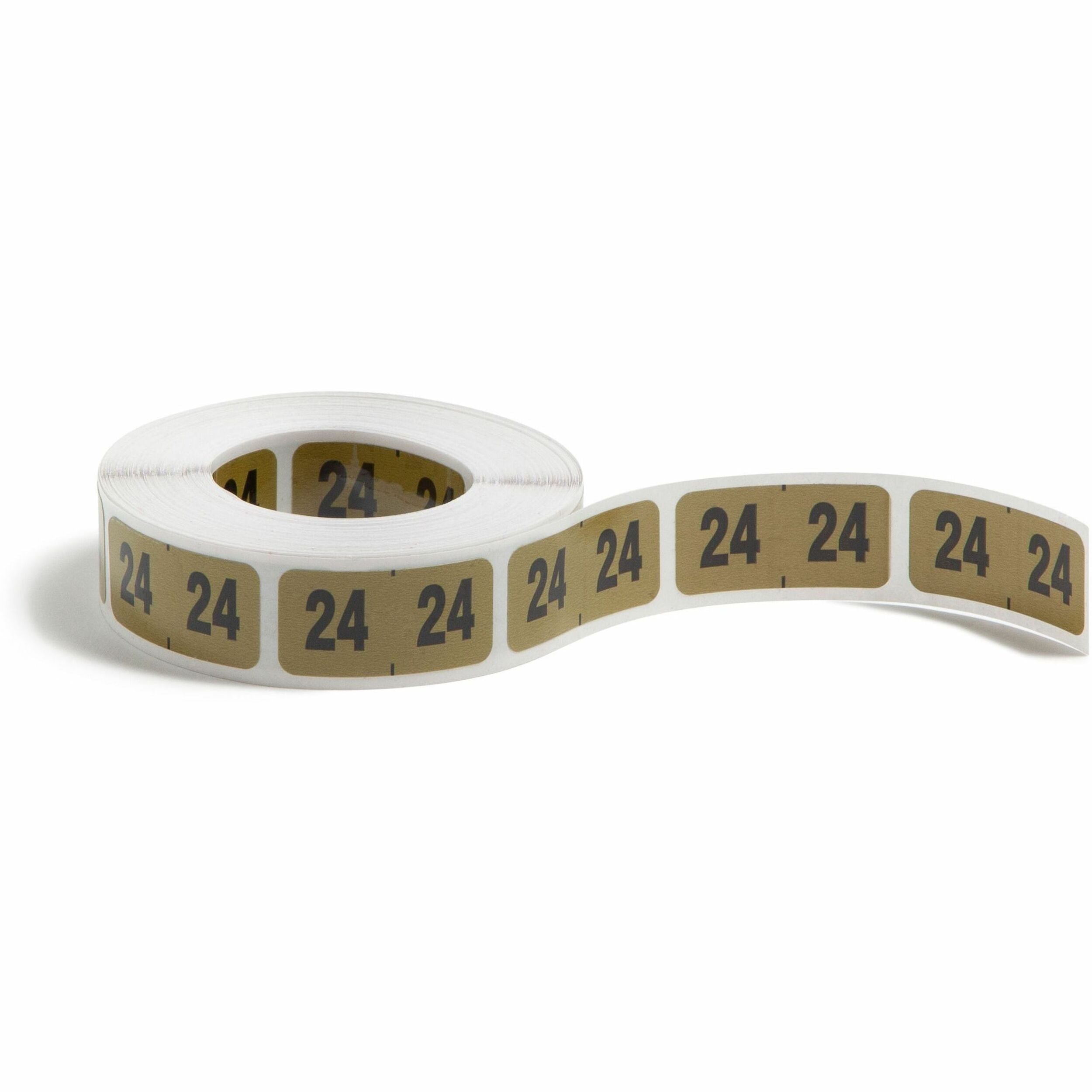 Smead ETYJ Color-Coded Year Labels - Rolls - 24 - 3/4" Height x 1/2" Width - Roll - Rectangle - Gold - Laminated - 500 / Roll