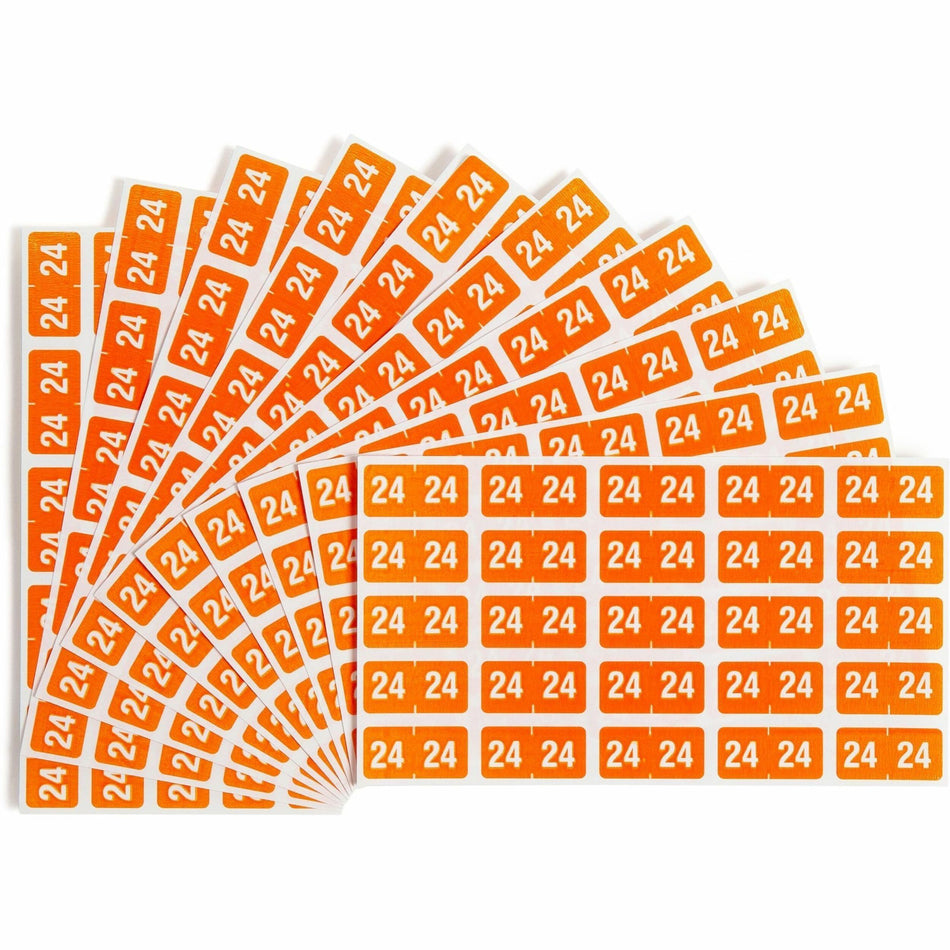Smead ETS Color-Coded Year Labels - 1/2" Height x 1" Width - Rectangle - Orange - Laminated - 10 Total Sheets - 250 Total Label(s) - 250 / Pack
