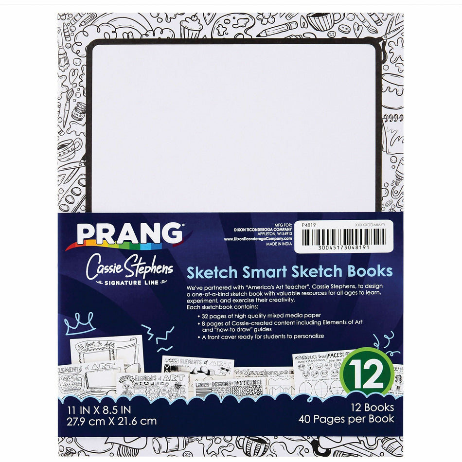 Prang Sketch Smart Sketch Book - 40 Sheets - Letter - 8 1/2" x 11" Sheet Size - White Paper - Acid-free Paper, Heavyweight Sheet - 1 Each