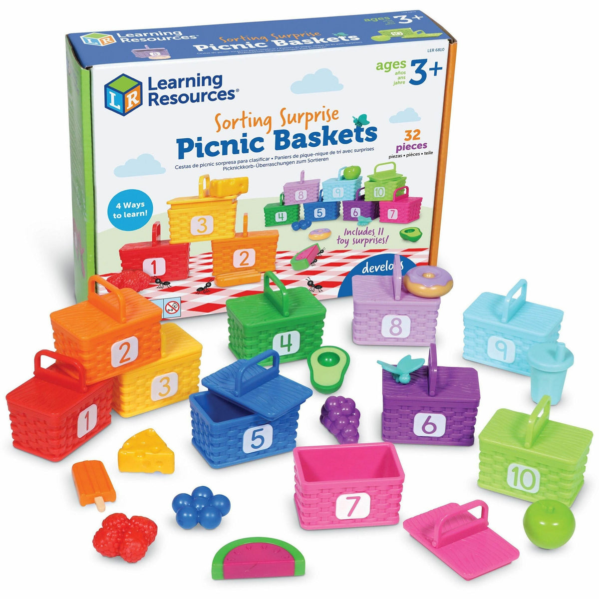 Learning Resources Sorting Surprise Picnic Baskets: Educational Toy for Ages 3-7 - 32 Pieces - Books & Activities
